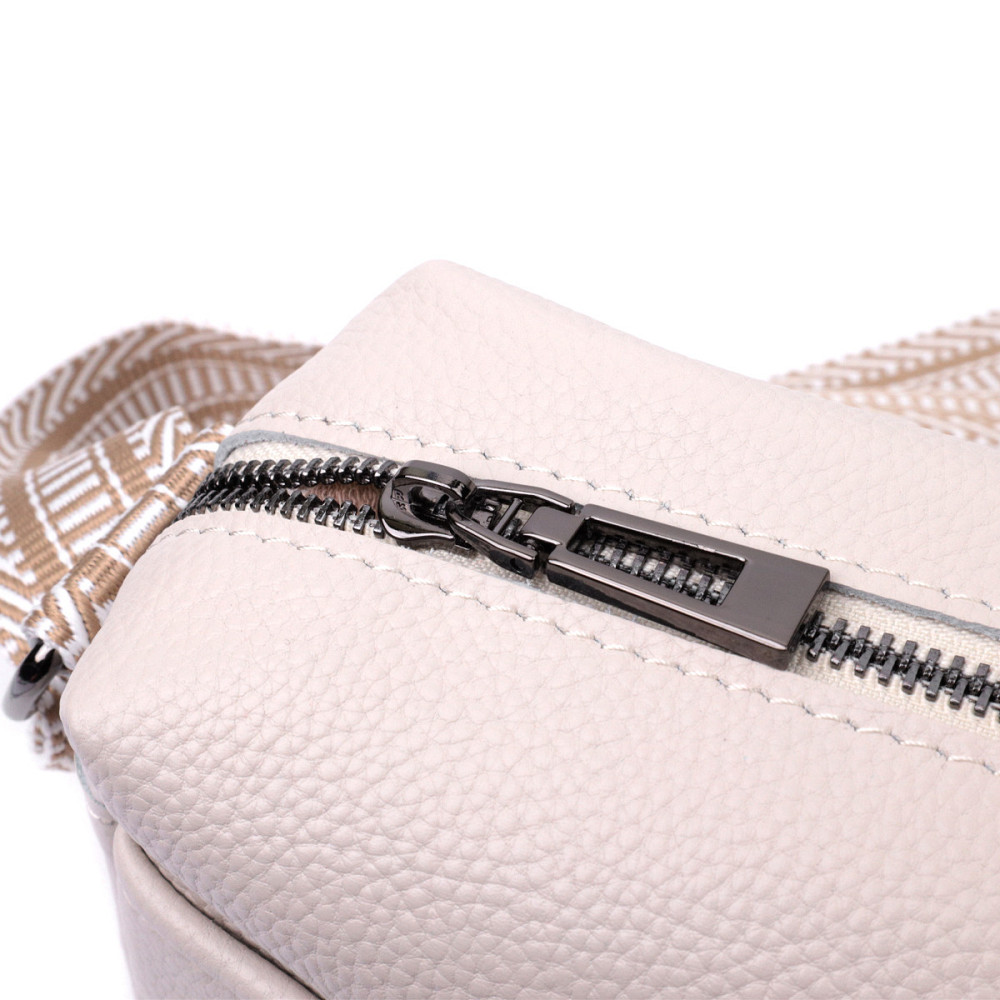 Жіноча сумка на одне відділення з натуральної шкіри Vintage 22602 Біла Київ - фото 7