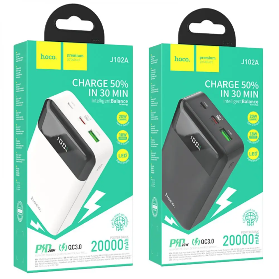 Внешний аккумулятор HOCO J102A Cool figure PD20W+QC3.0 power bank (20000mAh) White Киев