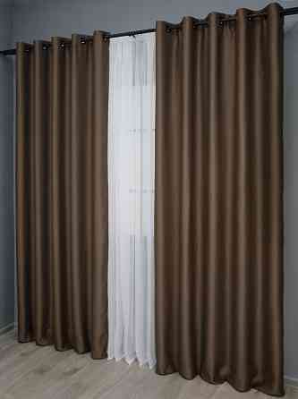 Комплект штор на люверсах VR-Textil Bagema Rvs № 1238ш Шоколадний 150х250 см 2 шт (37-0024) Київ