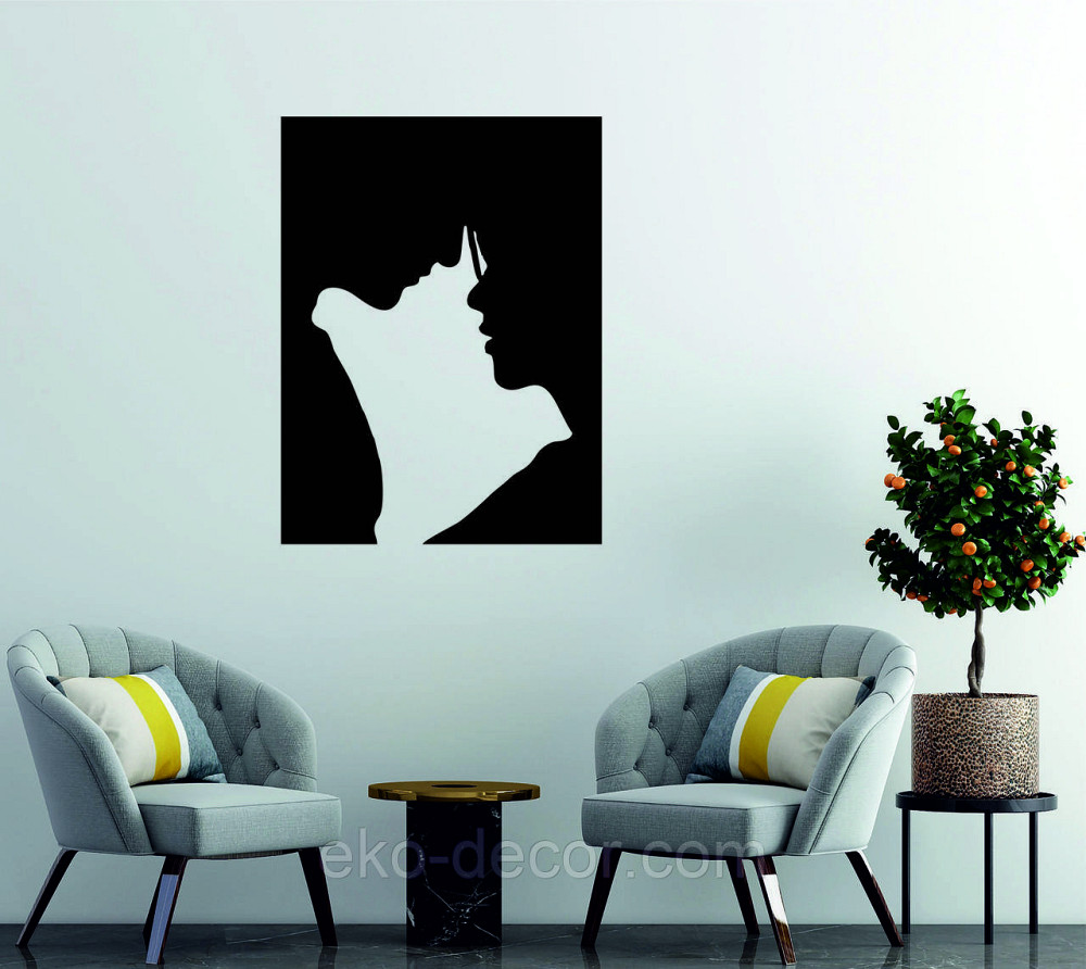 Декоративне настінне 3D Панно «Силует пари», Декор на стіну з об'ємом 90*67 см, Чорний Київ - фото 3