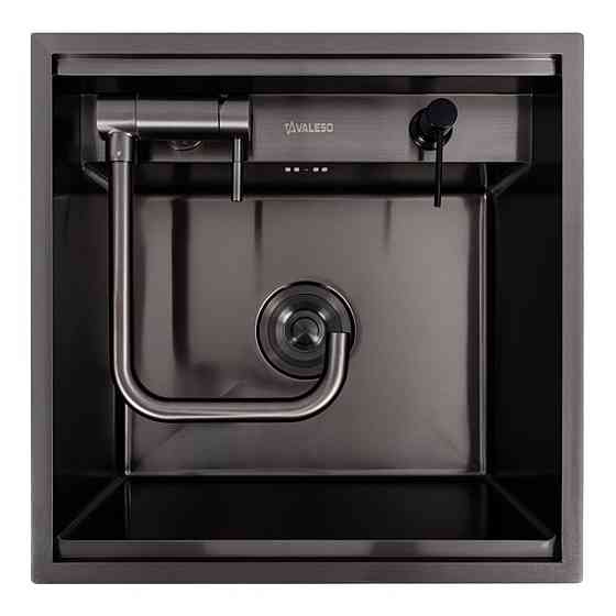 VALESO Кухонна мийка CM 50*50 прихована PVD чорна VALESO Handmade (змішувач в комплекті) Киев