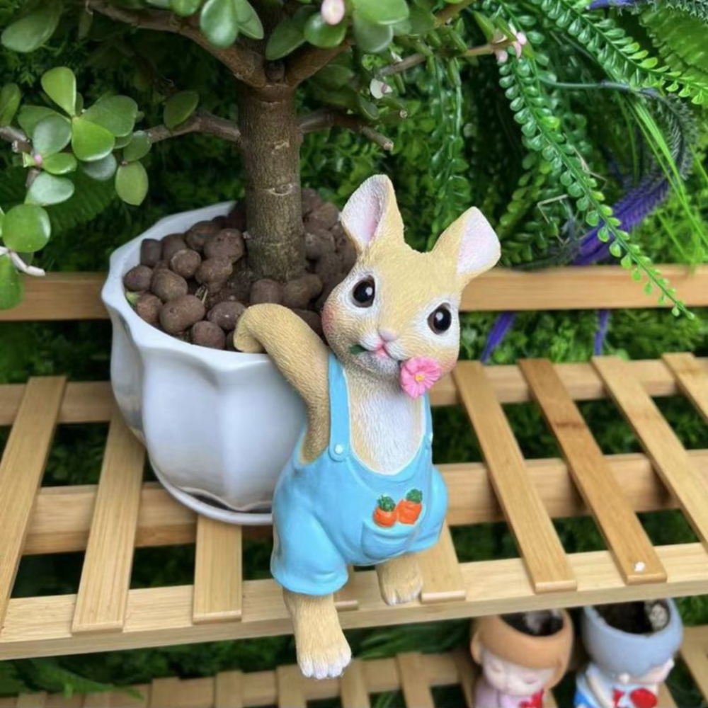 Веселые Кролики 2 шт 17 х 7 см из полистоуна Украшения для цветочных горшков, садовые фигурки Одесса - изображение 4