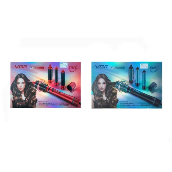 Erston Фен-стайлер VGR 5 в 1 V-475, Professional, 5 насадок, 1400 Вт красный Коломыя