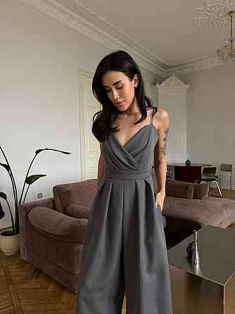 Стильний жіночий елегантний комбінезон костюмка преміум'якості Графіт, 42 Одеса