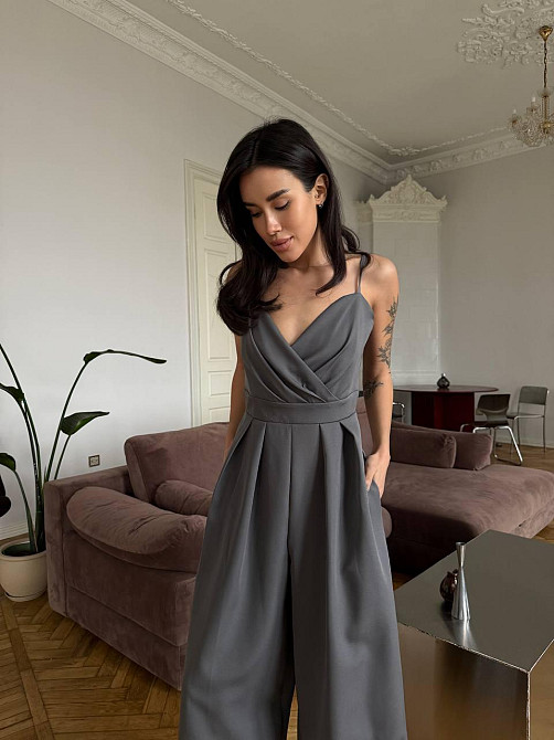 Стильний жіночий елегантний комбінезон костюмка преміум'якості Графіт, 42 Одеса - фото 2