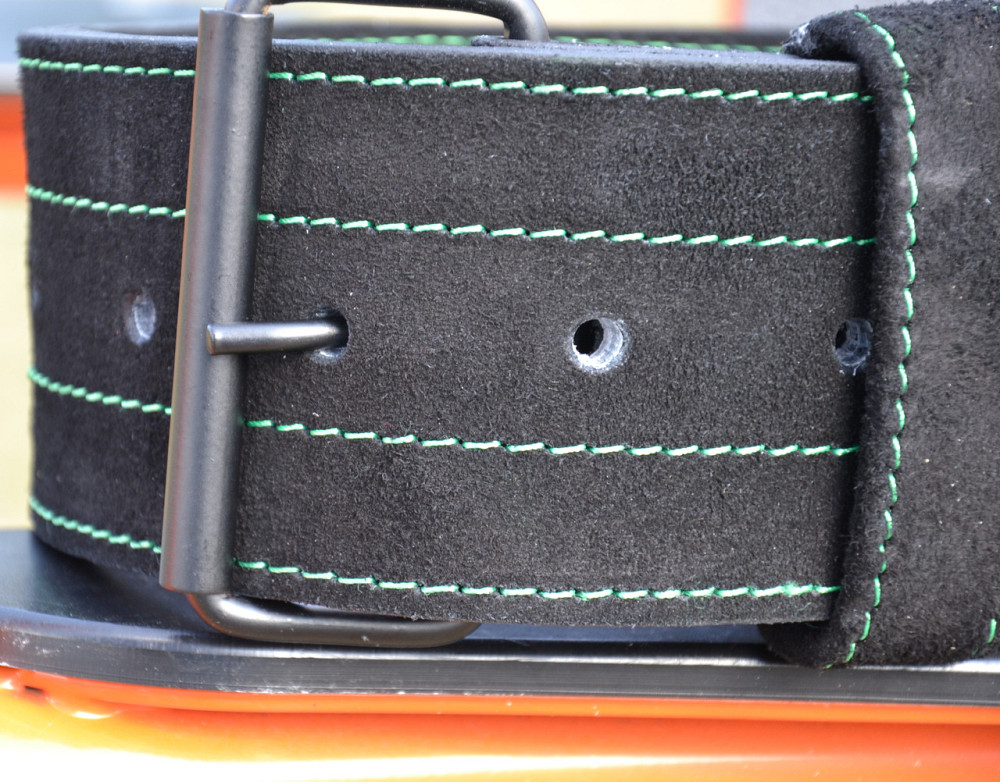 Пояс для важкої атлетики MadMax MFB-301 Suede Single Prong шкіряний Black/Green M Київ - фото 7