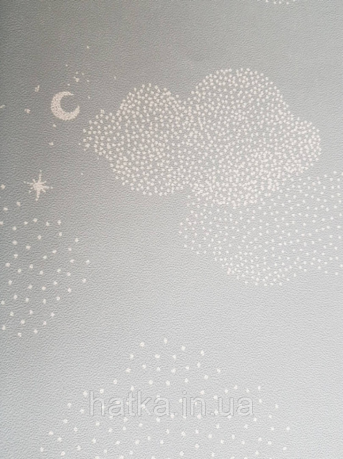 Шпалери флізелінові дитячі Lutece Tartine et Chocolat небо хмари хмари зорі місяць білі на сіро блакитному Київ - фото 3