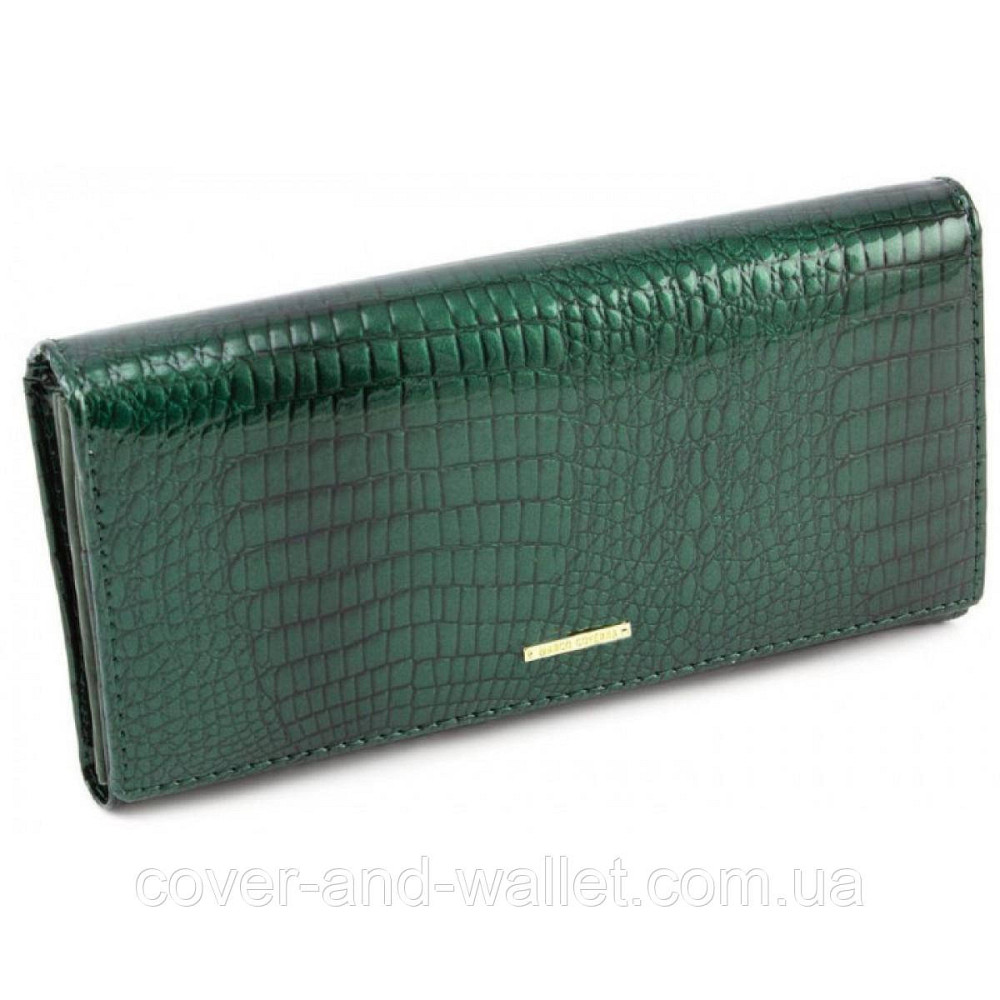 Лаковий зелений жіночий гаманець на магнітах з натуральної шкіри Marco Coverna MC-403-6061 Київ - фото 9