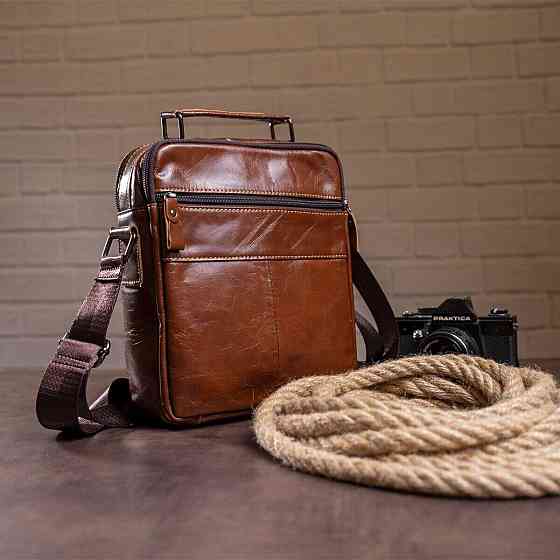 Сумка чоловіча шкіряна Vintage 14835 Коричнева Київ