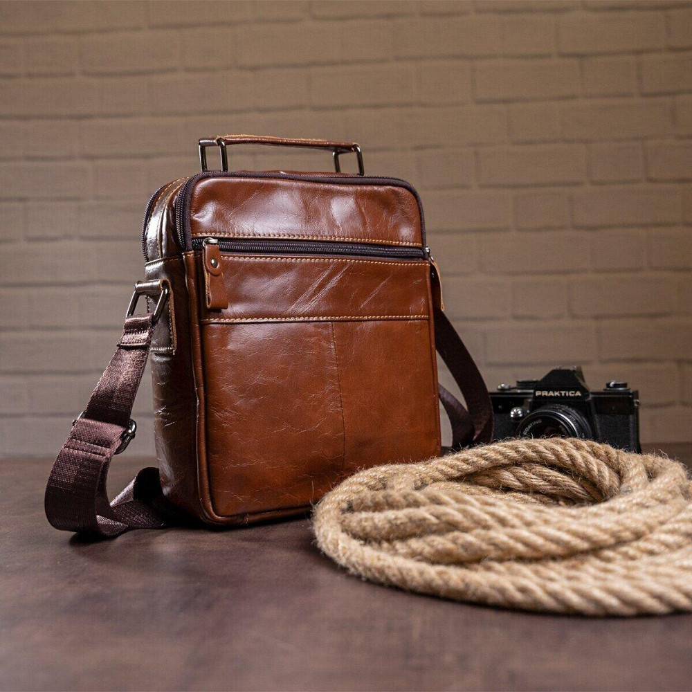 Сумка чоловіча шкіряна Vintage 14835 Коричнева Київ - фото 6