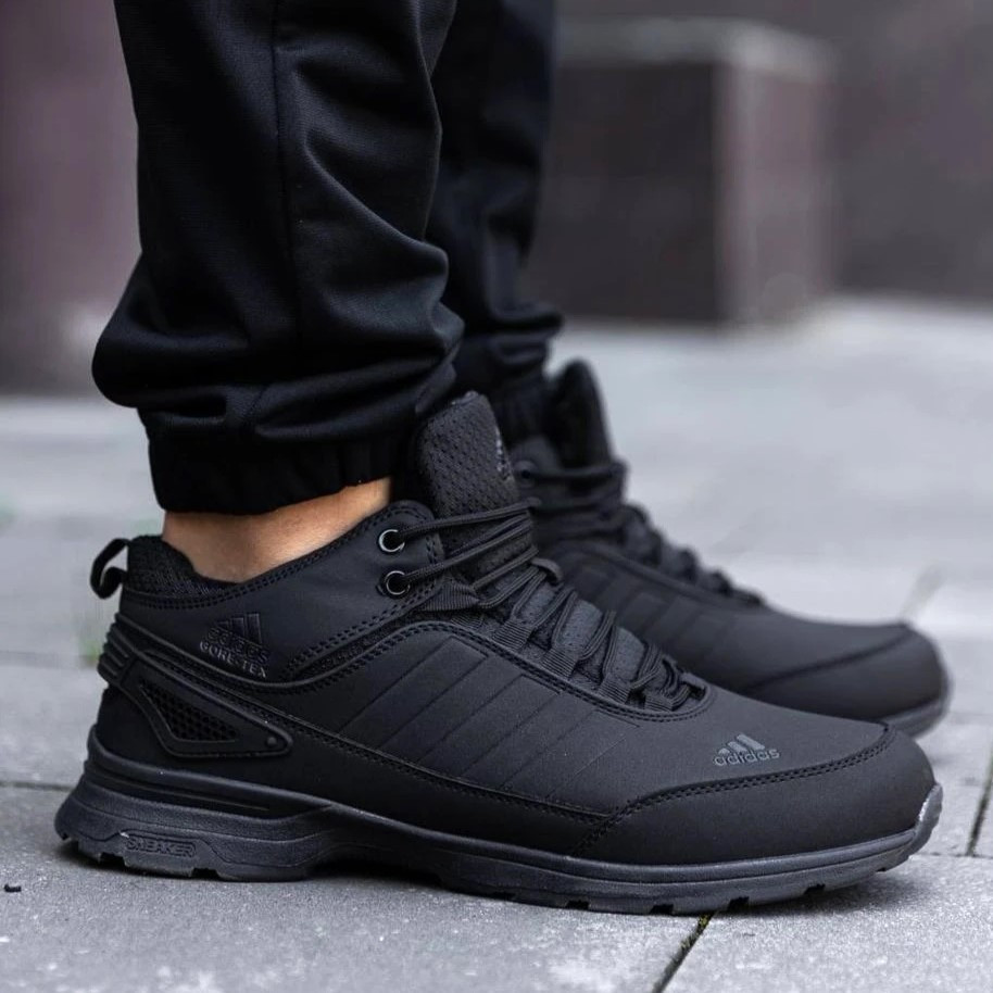 Зимові високі Кросівки Adidas GORE-TEX Чоловічі Чорні з МЕХОМ Адідас Гортекс (розміри: 41,42,43,44,45,46) Дніпро - фото 4
