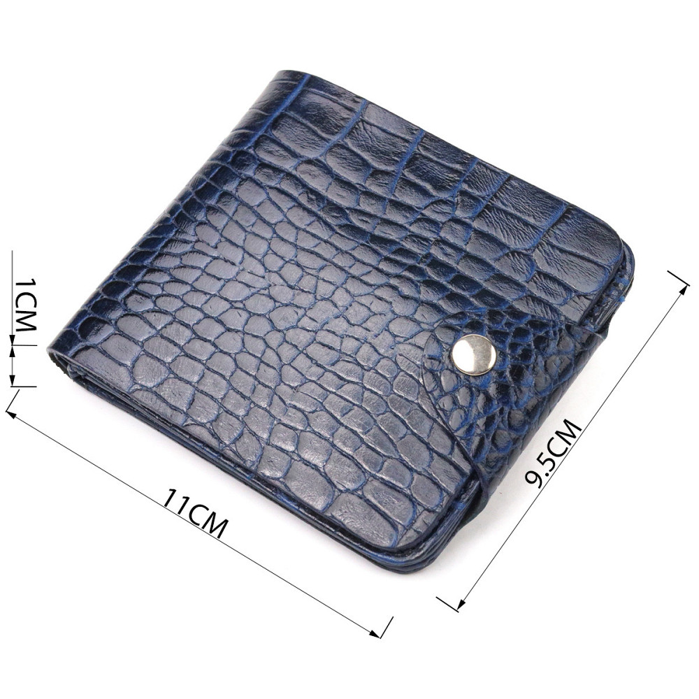 Стильне портмоне для чоловіків у два складення з натуральної фактурної шкіри з тисненням під крокодила CANPELLINI 21577 Синє Київ - фото 3
