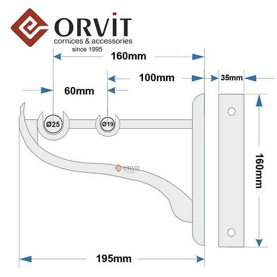 Тримач Orvit РЕТРО дворядний до стіни 25\19 мм ЗОЛОТО Львов
