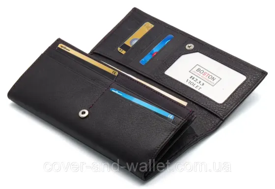 Женский кожаный кошелек на много карточек фиолетого цвета Boston B233 Киев
