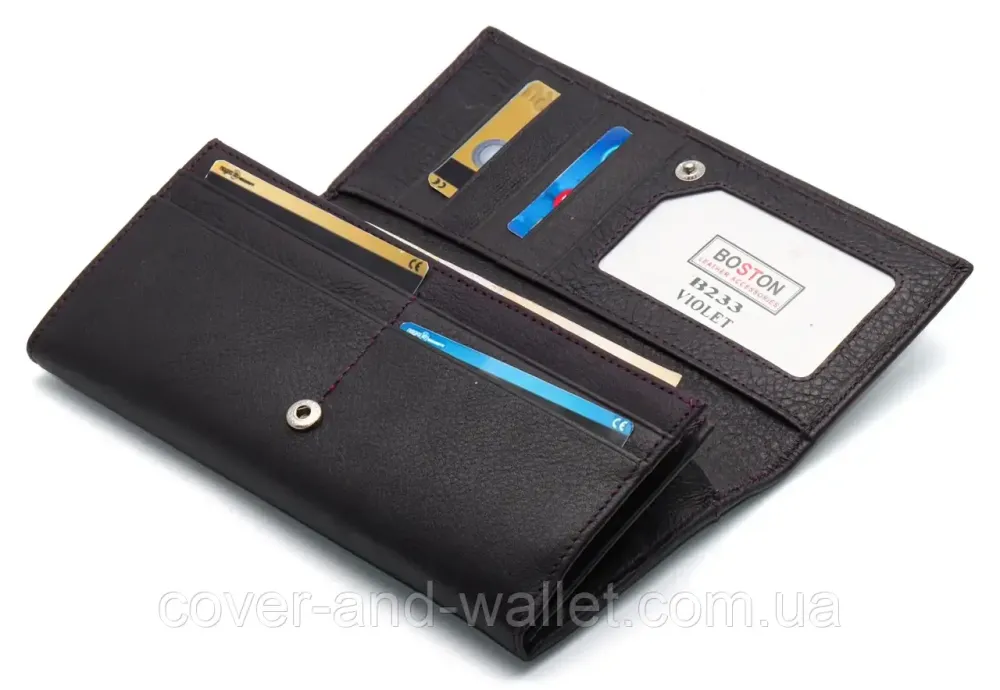 Женский кожаный кошелек на много карточек фиолетого цвета Boston B233 Киев - изображение 6