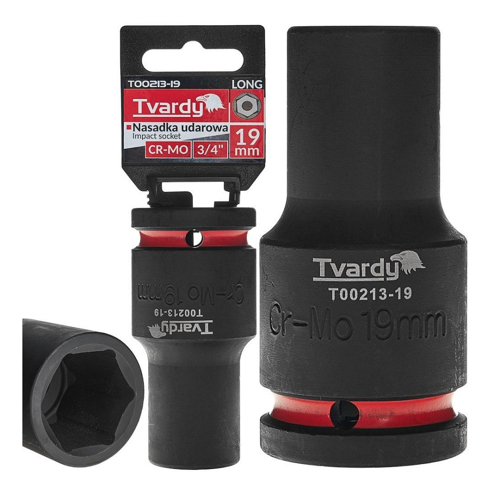 Головка ударна "Tvardy" з хром-молібденової сталі (Cr-Mo)  3/4"  6-гранна довга 19 мм Киев - изображение 2