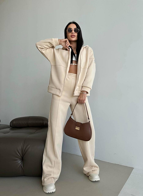 Жіночий теплий прогулянковий костюм двійка: штани + зіп-худі тринитка на флісі 46/48 Одеса - фото 11