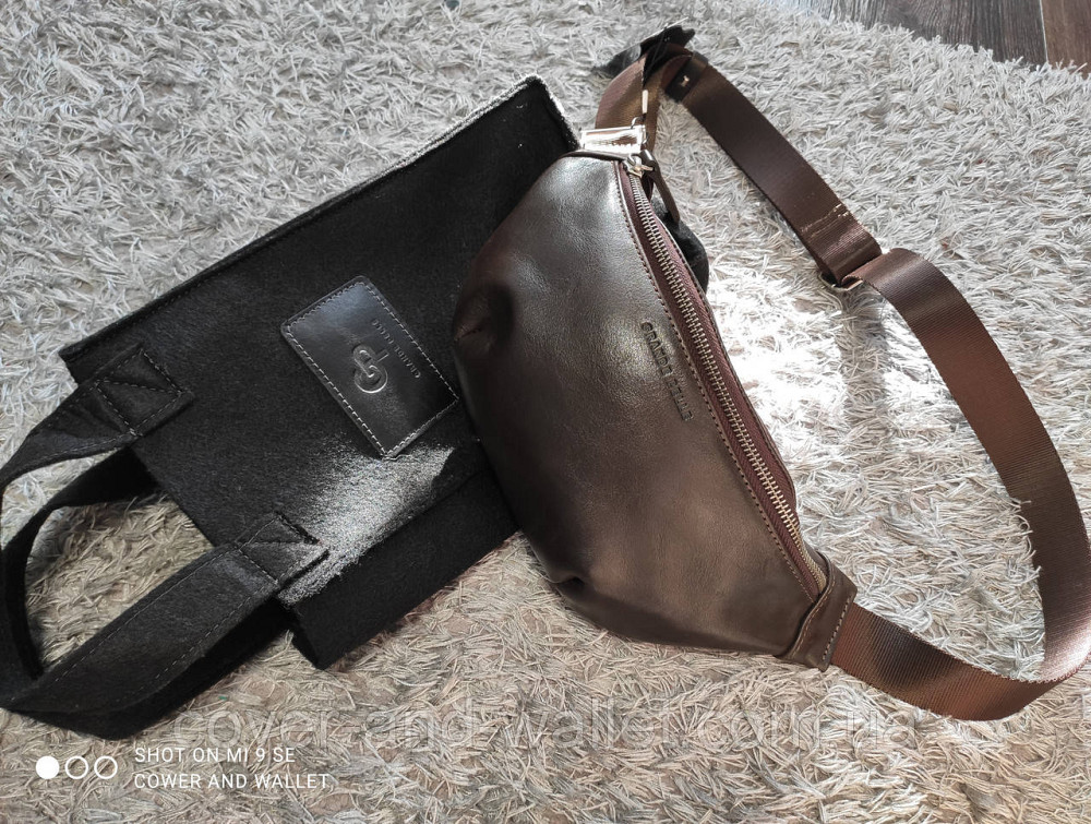 Поясная кожаная сумка бананка коричневого цвета Grande Pelle 741610 Киев - изображение 7