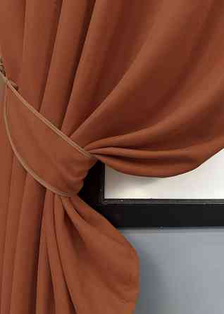 Комплект коротких штор VR-Textil Мікровелюр Petek № 1510ш Теракотовий 140х170 см 2 шт (35-0396) Київ