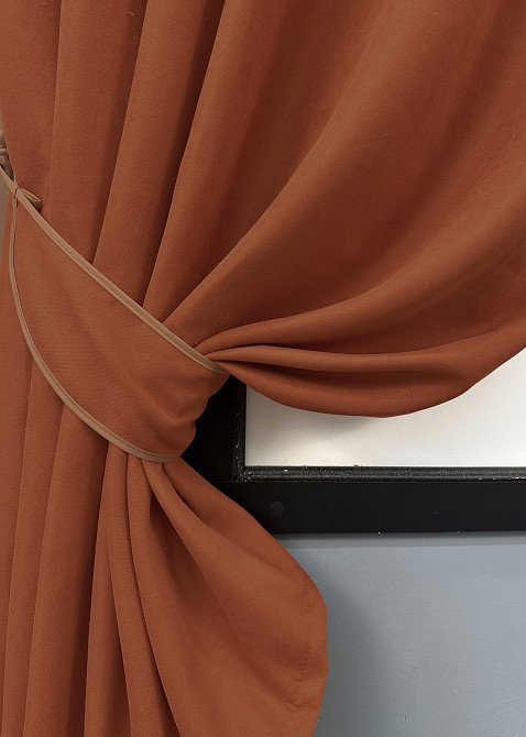 Комплект коротких штор VR-Textil Мікровелюр Petek № 1510ш Теракотовий 140х170 см 2 шт (35-0396) Київ - фото 4