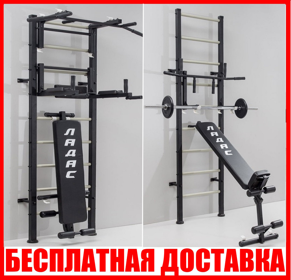 Шведская стенка железная для детей и взрослых Atlant-Black черная домашняя спортивная для всей семьи Каменское - изображение 2