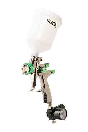 Фарбопульт MASTERTOOL LVLP ВБ 600 мл пластик Ø1.3 мм 125-170 л/хв 1.5-2.5 бар з манометром 80-8810 Рівне