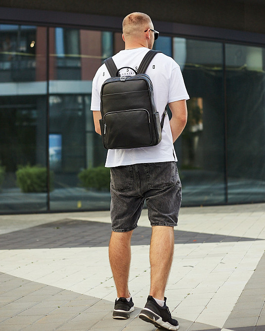 Чоловічий шкіряний рюкзак Tiding Bag 59331, чорний Киев - изображение 7