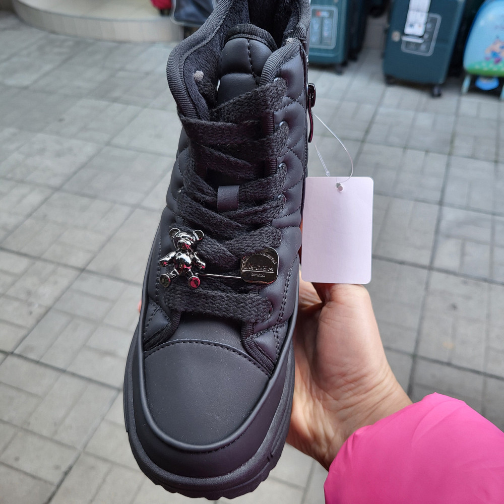 Детские черные зимние ботинки для девочек  32,33,34,35 маломерки Николаев - изображение 4