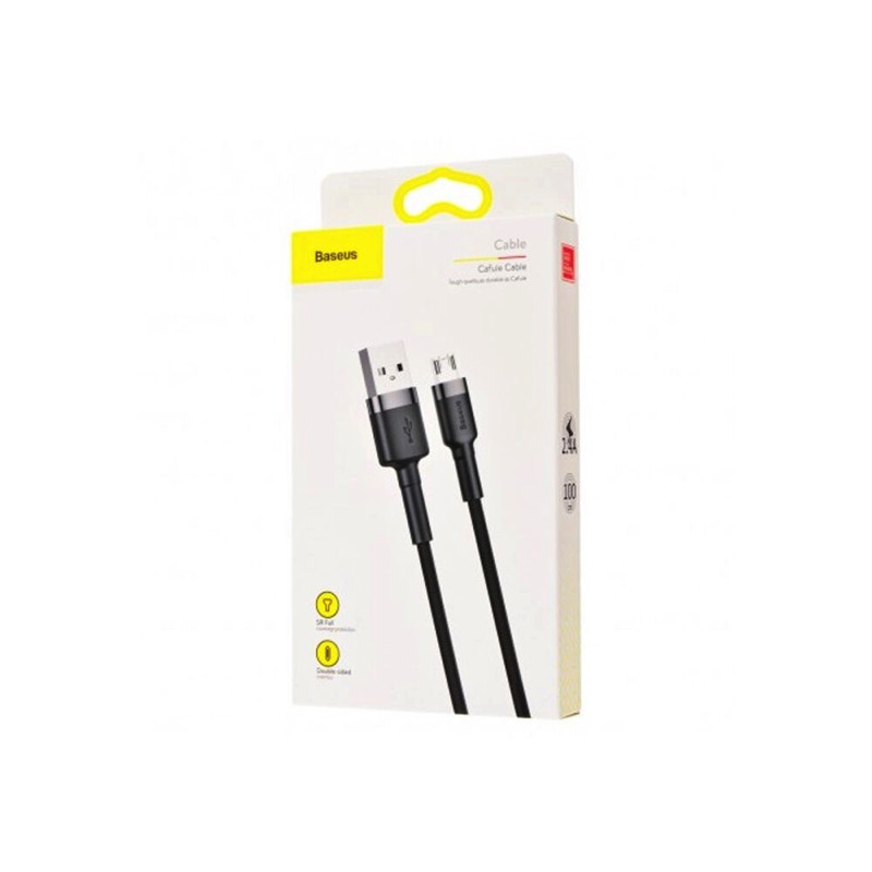 Кабель Baseus Cafule Cable USB For Micro 2.4A 1m Gray+Black Київ - фото 2