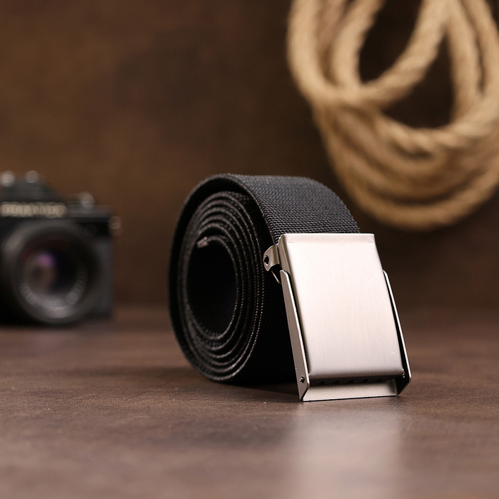 Текстильный ремень для мужчин Vintage 20579 Черный Киев - изображение 8