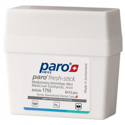 Зубочистки Paro Swiss fresh-sticks Медицинские среднего размера с ментолом 96 шт. (7610458017555) Винница - изображение 1