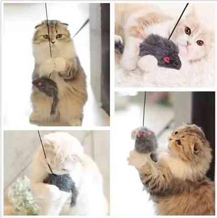 Игрушка навесная дразнилка Мышь для кота 20 см серый Киев