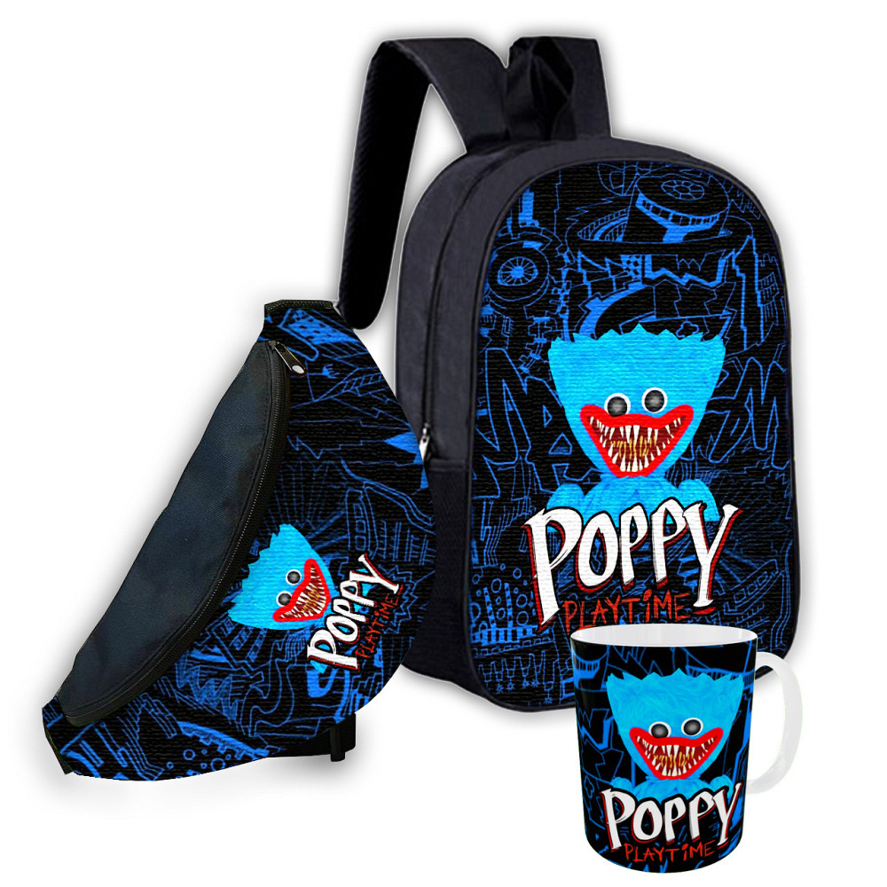 Набір дитячий Хаггі Ваггі Poppy Playtime рюкзак 36х27см сумка-бананка, кружка з принтом для хлопчика (01649) Київ - фото 1