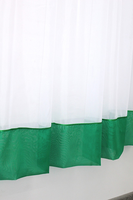 Кухонная занавеска VR-Textil № 047к белый с зеленым 280х170 см (52-0354) Киев - изображение 5