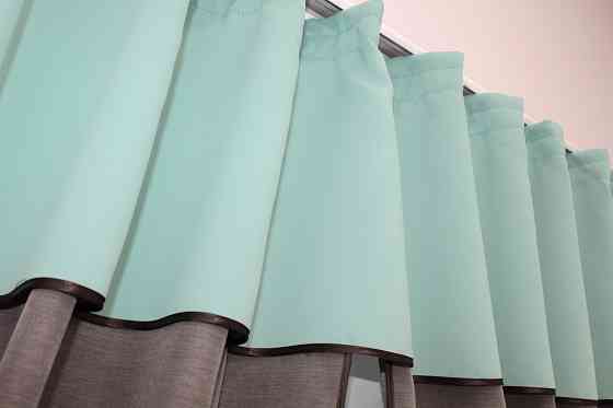 Кухонные шторы VR-Textil № 073к с ламбрекеном и подхватами какао с фисташковым  270х170 см (52-0492) Киев