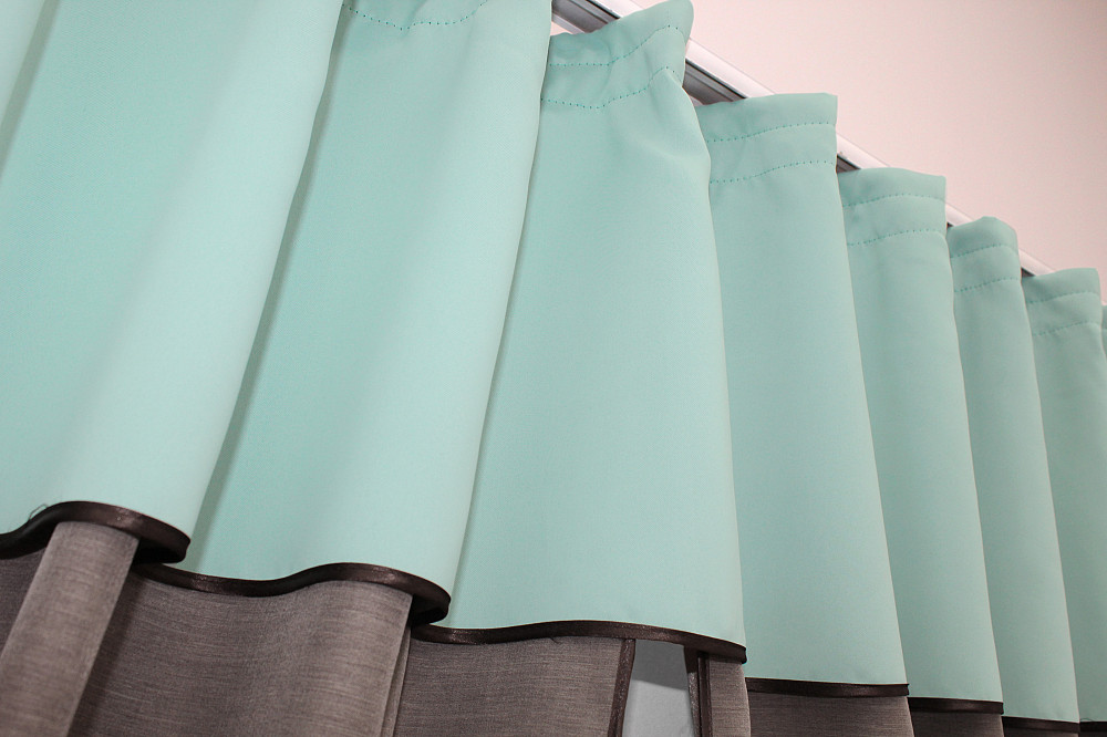 Кухонные шторы VR-Textil № 073к с ламбрекеном и подхватами какао с фисташковым  270х170 см (52-0492) Киев - изображение 5