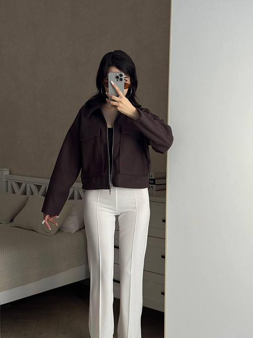 Женский повседневный оверсайз бомбер на молнии турецкий кашемир Шоколад Одесса - изображение 3