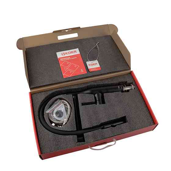 Кухонный смеситель Koer KI-70005-05 с черным силиконовым изливом из нержавеющей стали (KR5005) Харьков