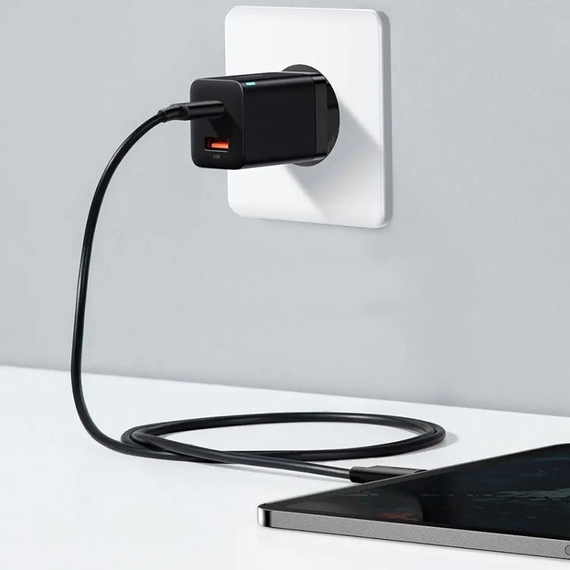 Сетевое зарядное устройство для Baseus Super Si Pro Quick Charger Type-C+USB 30W черный Львов - изображение 8