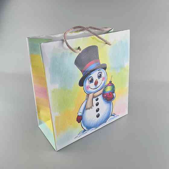 Пакеты бумажные подарочные , новогодние Квадрат 23*24*10- 01 (12 шт) Харьков