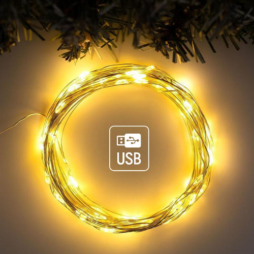 Світлодіодна гірлянда роса 50 Led 5м 8 режимів теплий колір USB CW-G-50L5NU ColorWay Житомир