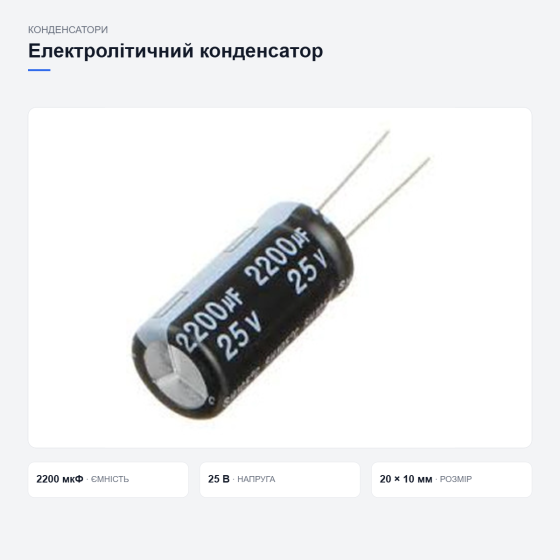 Електролітичні конденсатори для електроніки Київ