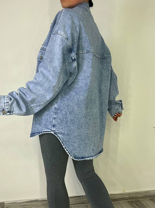 Сорочка жіноча Dicesil 2029 джинсова оверсайз широка накладені кишені блакитна, блакитний, 2XL Київ - фото 10
