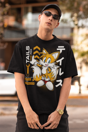 Футболка аниме Таилс Фокс Схадов Хедгехог оверсайз (S/M/L) Черний AnimeJ0065 Днепр