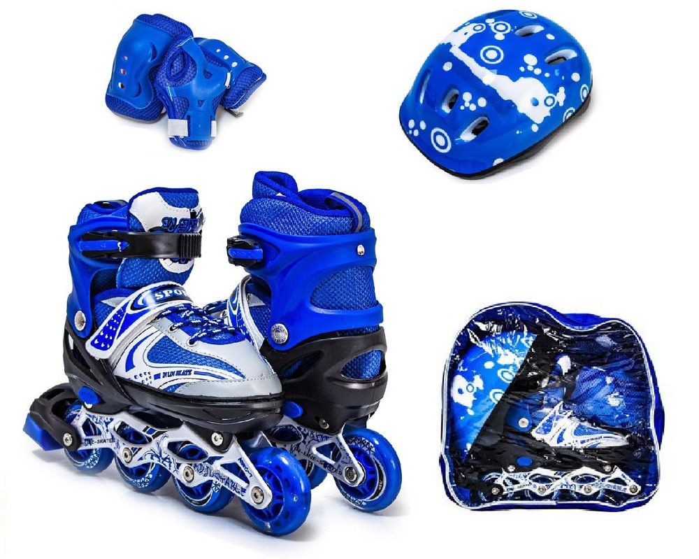 Набор детских роликов с защитой и шлемом Happy. Синий комплект. Размер 29-33 Одесса - изображение 1