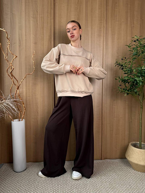 Женский стильный повседневный костюм из трехнитки диагональ Одесса - изображение 4