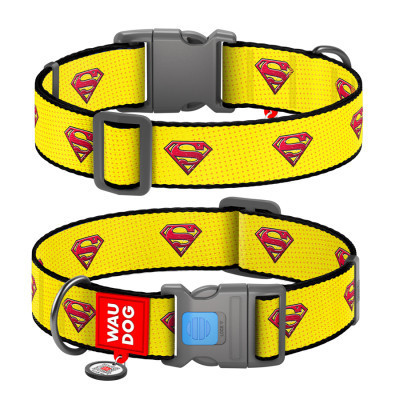 Ошейник для животных WAUDOG Nylon с QR паспортом "Супермен 2" пластиковый фастекс XXL (284-2014) Винница - изображение 1