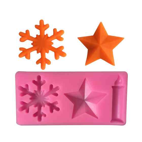 Молд новогодний Снежинка звезда свеча 93 на 45 мм розовый Киев