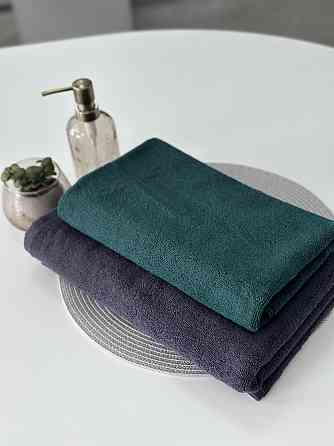 Комплект полотенец однотонных Ideal Textile 50х90см, 70х140см 450 г/м2 графитотовый, изумрудный Черновцы