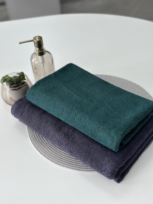 Комплект рушників Ideal Textile однотонних 50х90см, 70х140см 450 г/м2 графітовий, смарагдовий Чернівці - фото 2